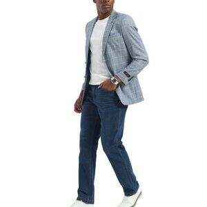 Indigo Windowpane Notch Lapel Tazzio Slim Fit Men's Jacket